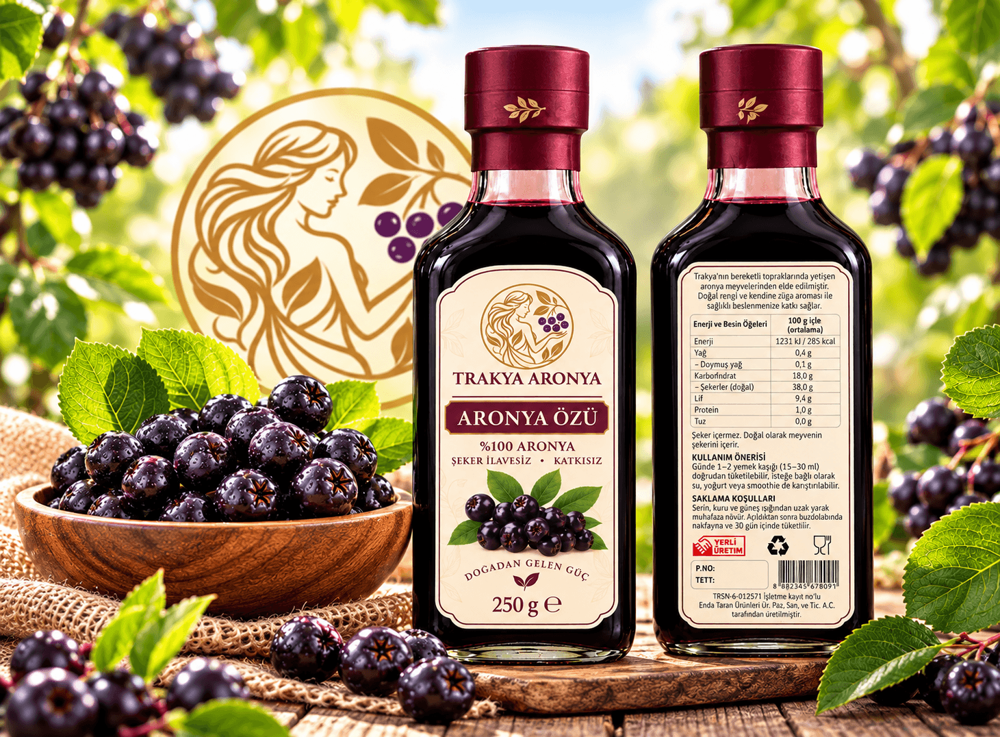 Trakya Aronya %100 Aronya Özü 250 g – Şeker İlavesiz, Katkısız